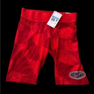 New women’s Nike Red Athletic Compression Shorts with Logo medium